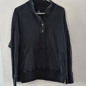 Aerie Black Button-Up Sweater